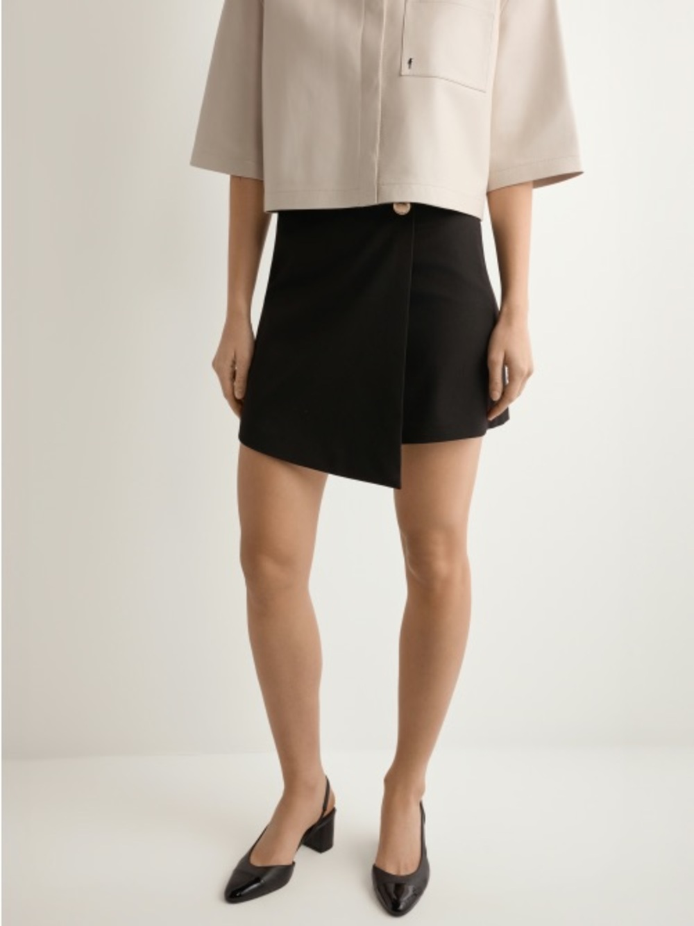 NWT OCHNIK Black Asymmetrical Wrap Skort